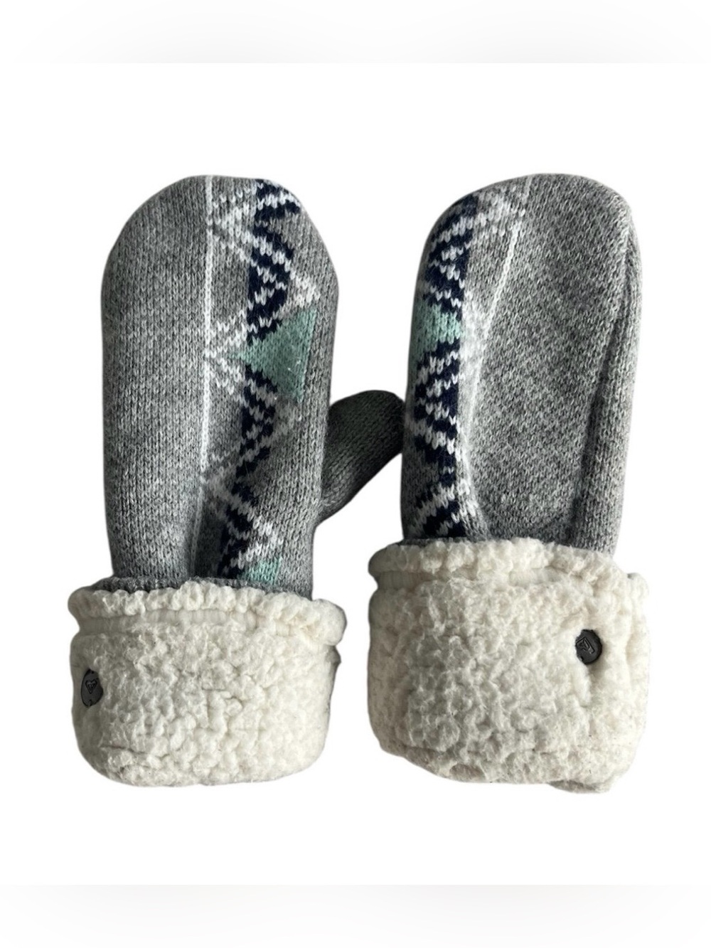 Grey and White Roxy Fleece Mittens